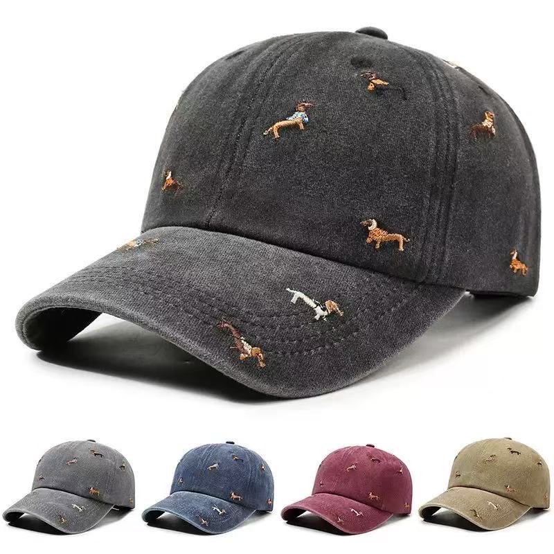 Golf Cap Dad - Dachshund Embroidery Washed Cotton Adjustable Baseball