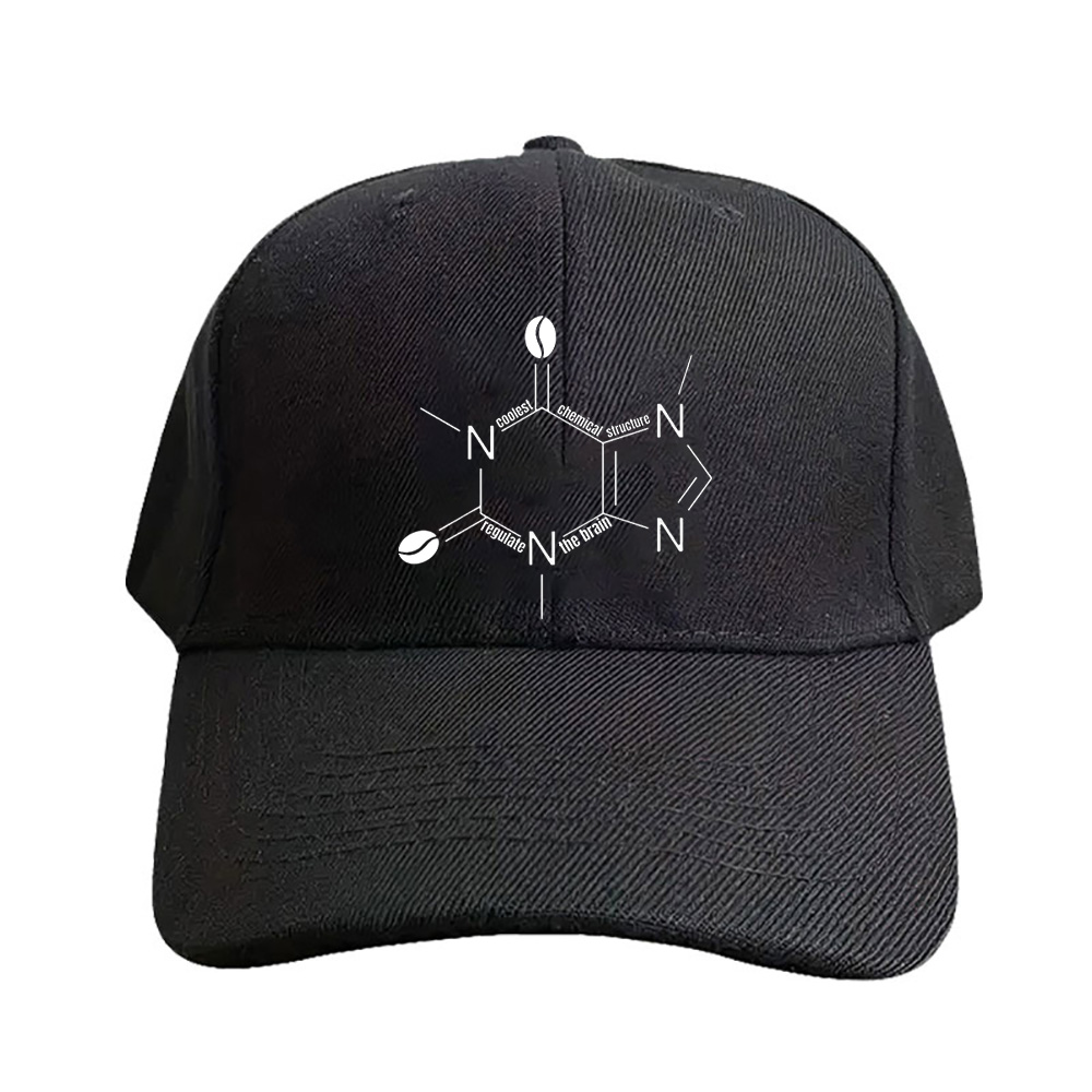 Baseball Cap Structured - cute black caffeine chemical structure with