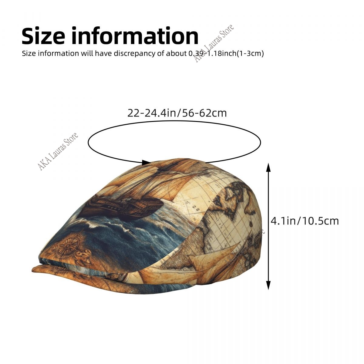 Newsboy Cap Vintage World Map  - Newsboy Cap Ivy recension och pris