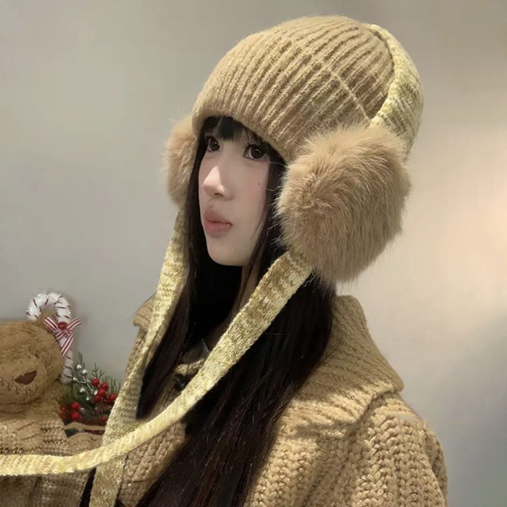 Retro Knit Ear Flap Beanie Cuf - Beanie Cuffed Knit recension och pris