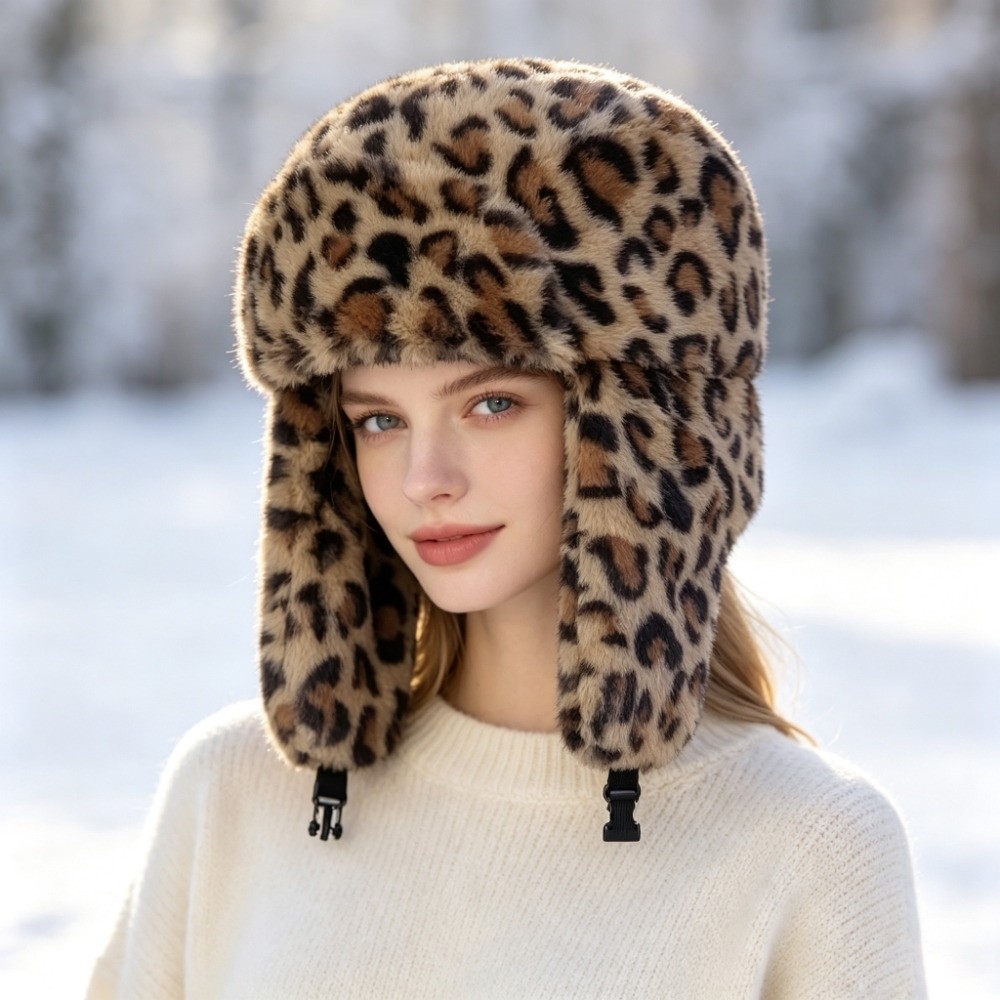 Warm Leopard Print Trapper Hat - Trapper Hat Ear Flap recension och pris