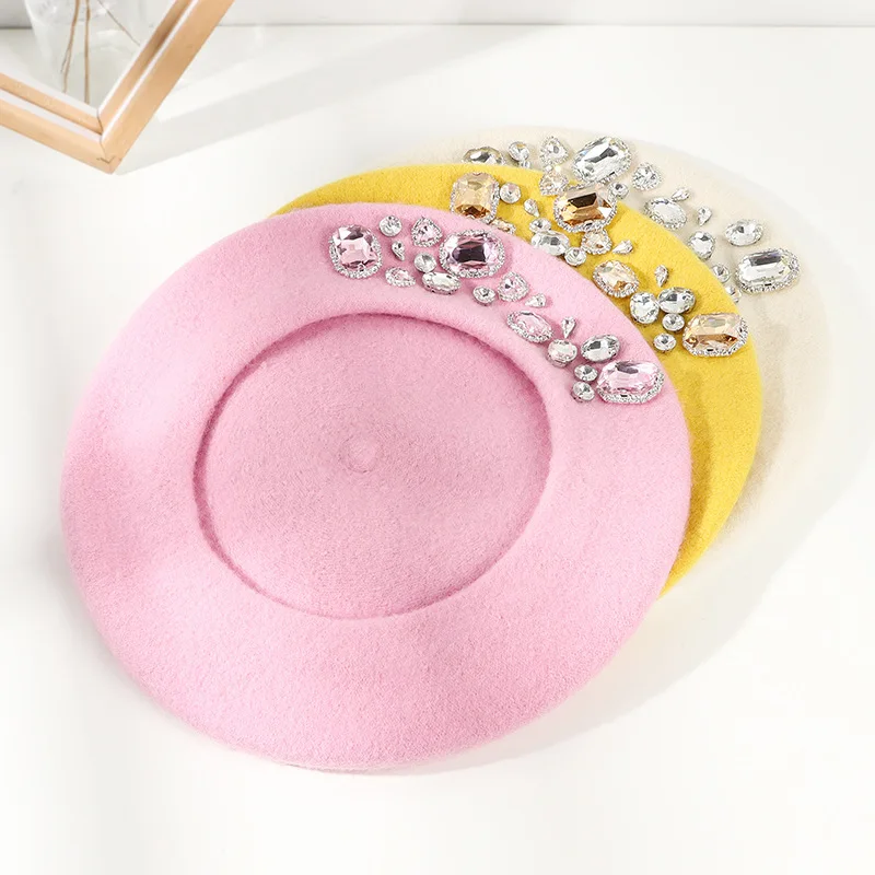 French Beret Thick Rhinestone  - Beret French Wool recension och pris