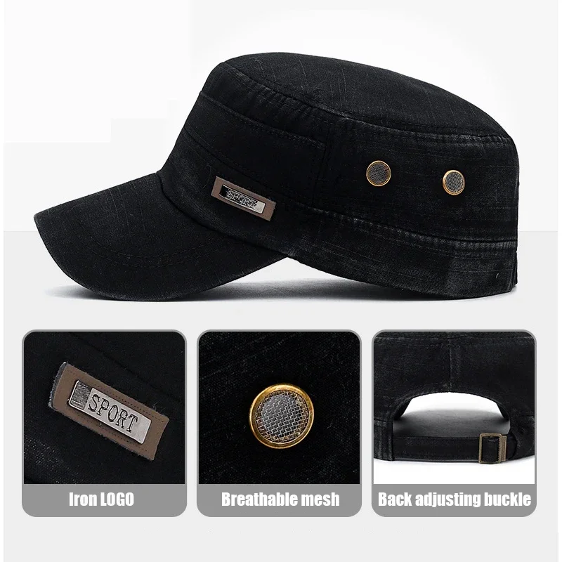 Military Cadet Flat Cap Fashio - Snapback Hat Flat recension och pris