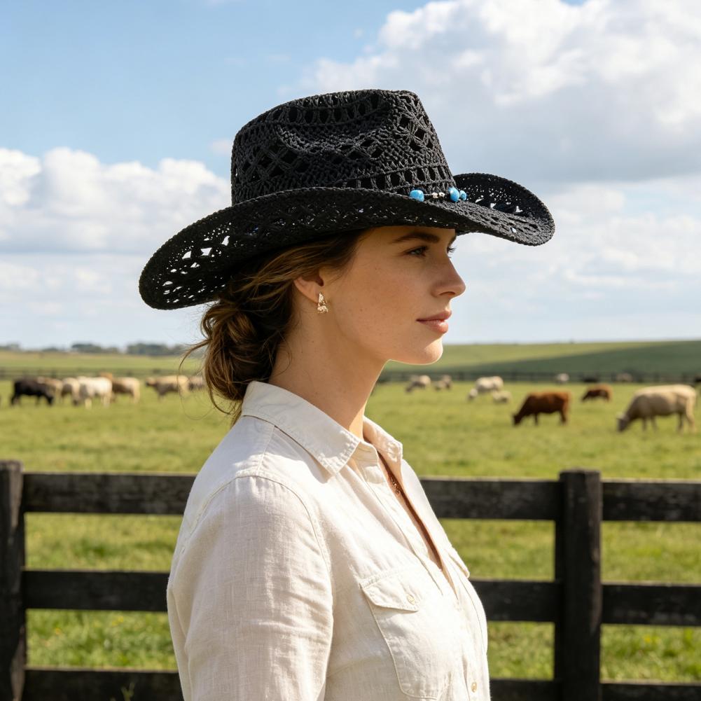 Wide Brim Cowboy Hat Comfortab - Cowboy Hat Straw recension och pris