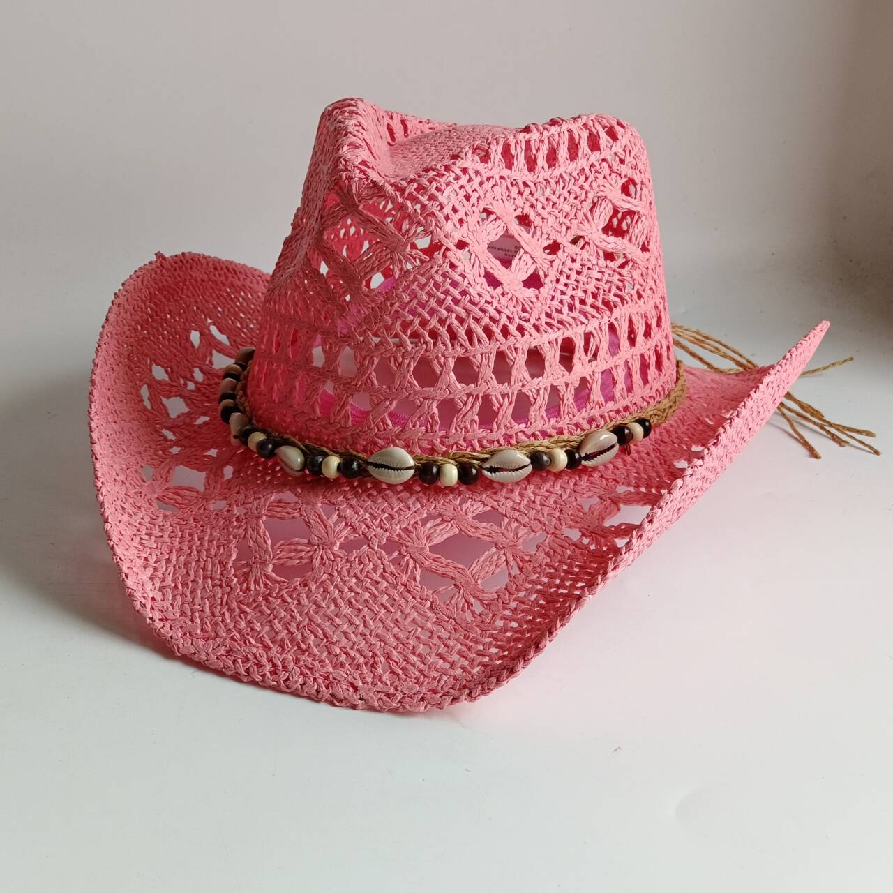Pink Cowboy straw hat  hollow  - Cowboy Hat Straw recension och pris